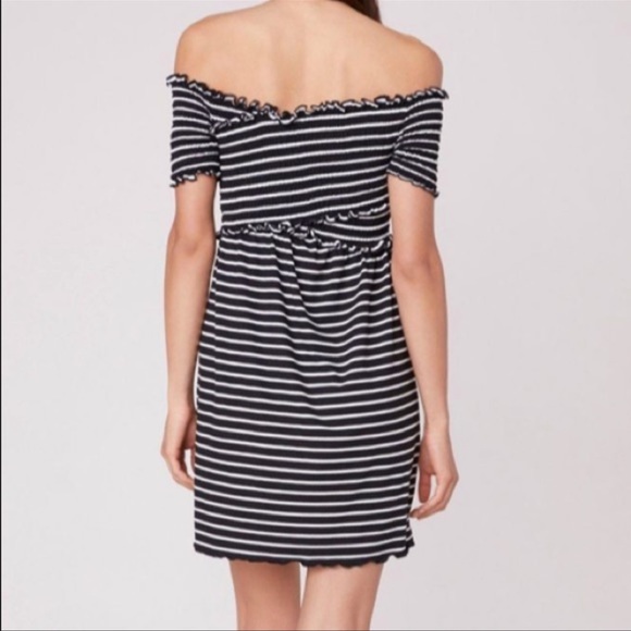 Jack by BB Dakota Always Sunny cold shoulder black white striped mini dress - Picture 4 of 8